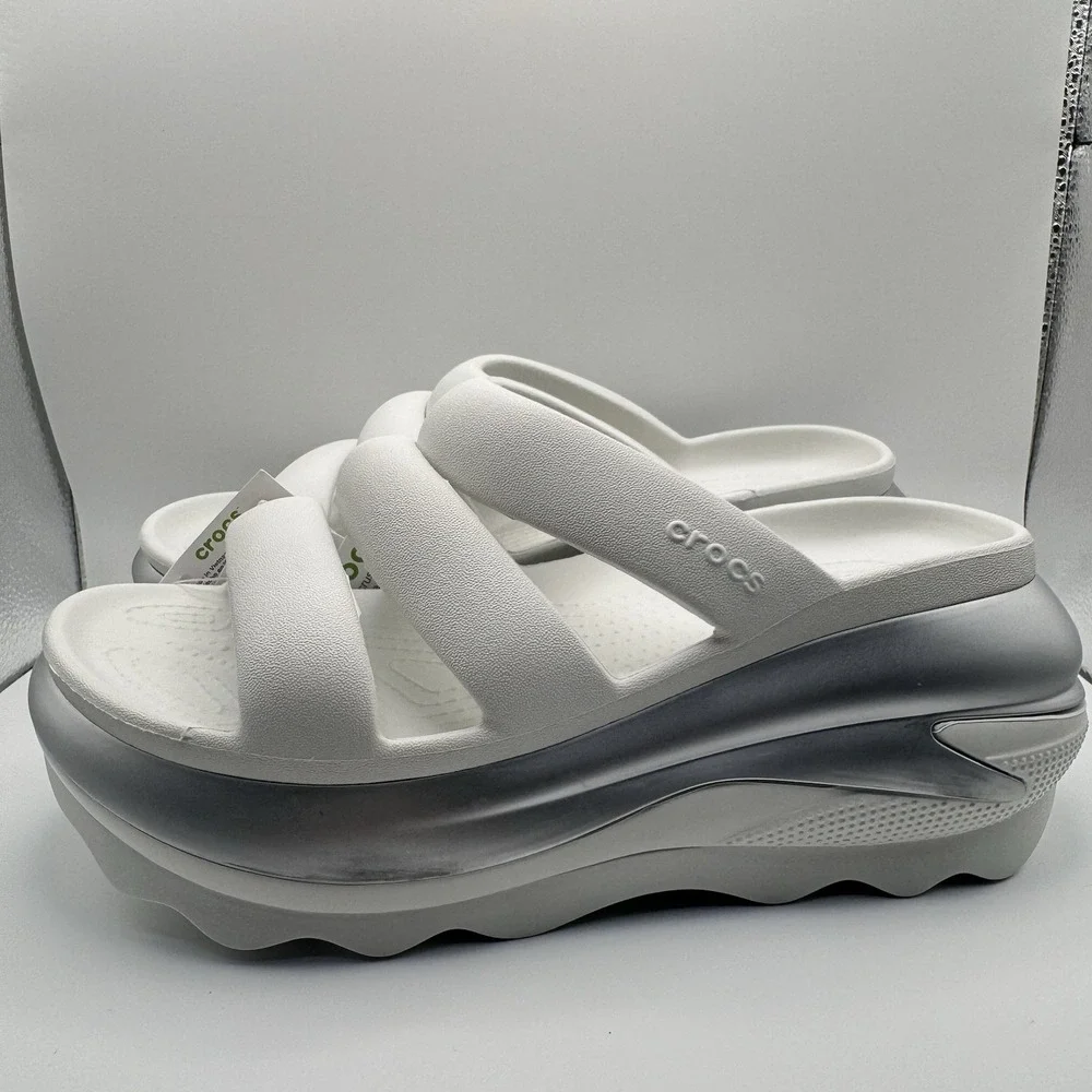 Crocs Unisex Mens 6 Womens 8 Mega Crush Metallic Triple Strap